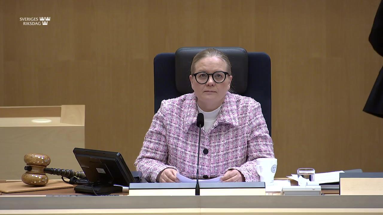 Stillbild från Interpellationsdebatt, USA:s attack mot Venezuela