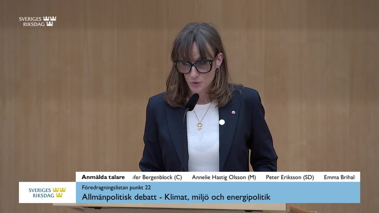 Stillbild från Allmänpolitisk debatt, Allmänpolitisk debatt - Klimat, miljö och energipolitik