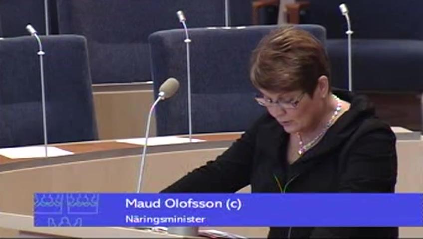 Stillbild från Interpellationsdebatt: Uranbrytning i Sverige med anledning av regeringens utbyggnadsplaner av kärnkraften