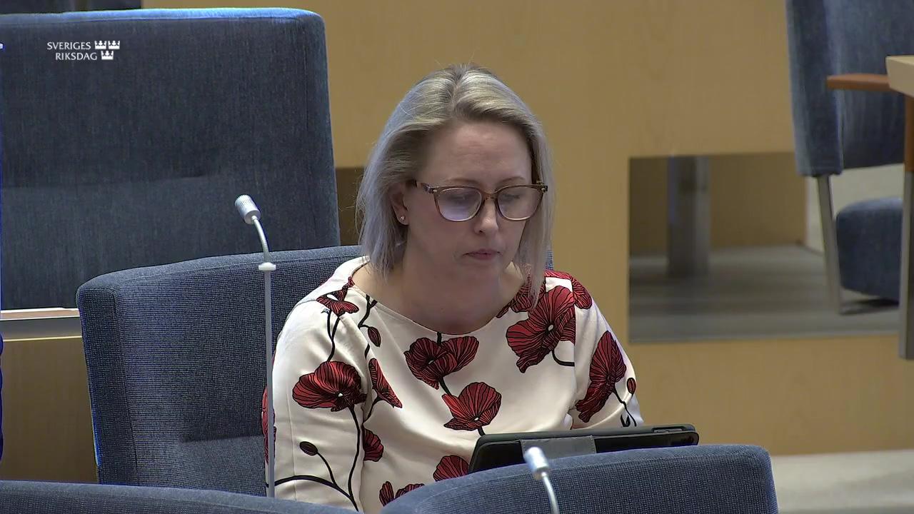 Still from Interpellationsdebatt, Regeringens proposition med anledning av Miljömålsberedningens betänkande