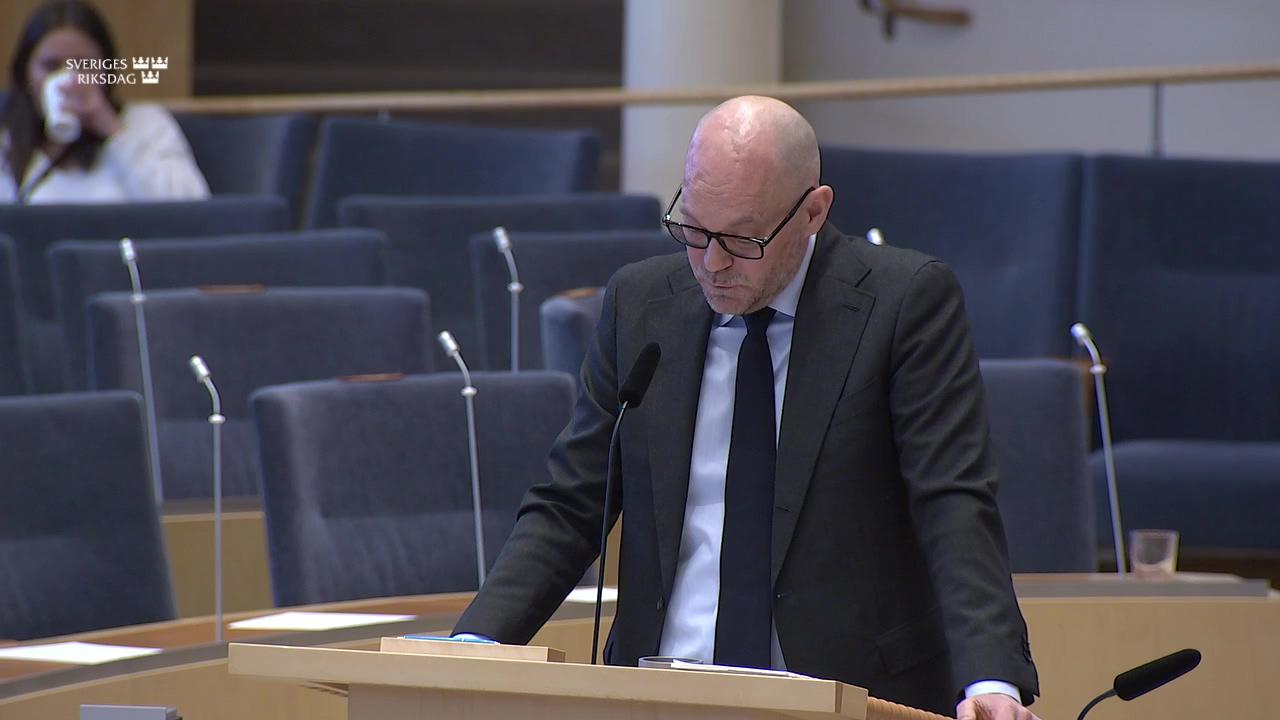 Still from Interpellationsdebatt, Regeringens krisberedskap för snabbare uppvärmning