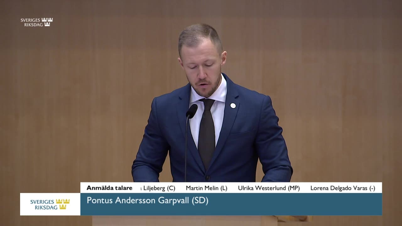 Stillbild från Debatt om förslag, Dubbla straff för brott i kriminella nätverk och skärpta straffskalor