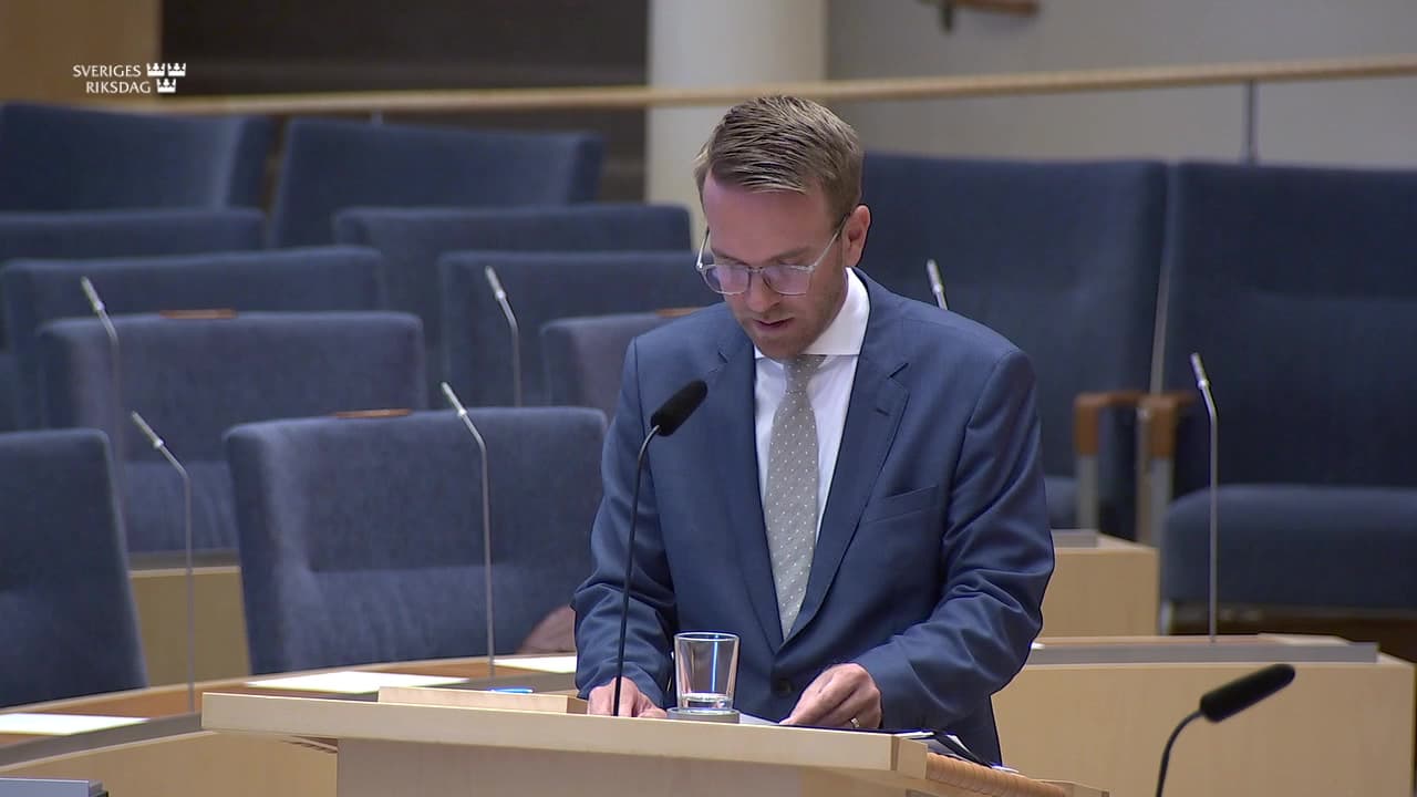 Stillbild från Interpellationsdebatt, Statens långsiktighet i infrastrukturplaneringen ur Jönköpings läns perspektiv