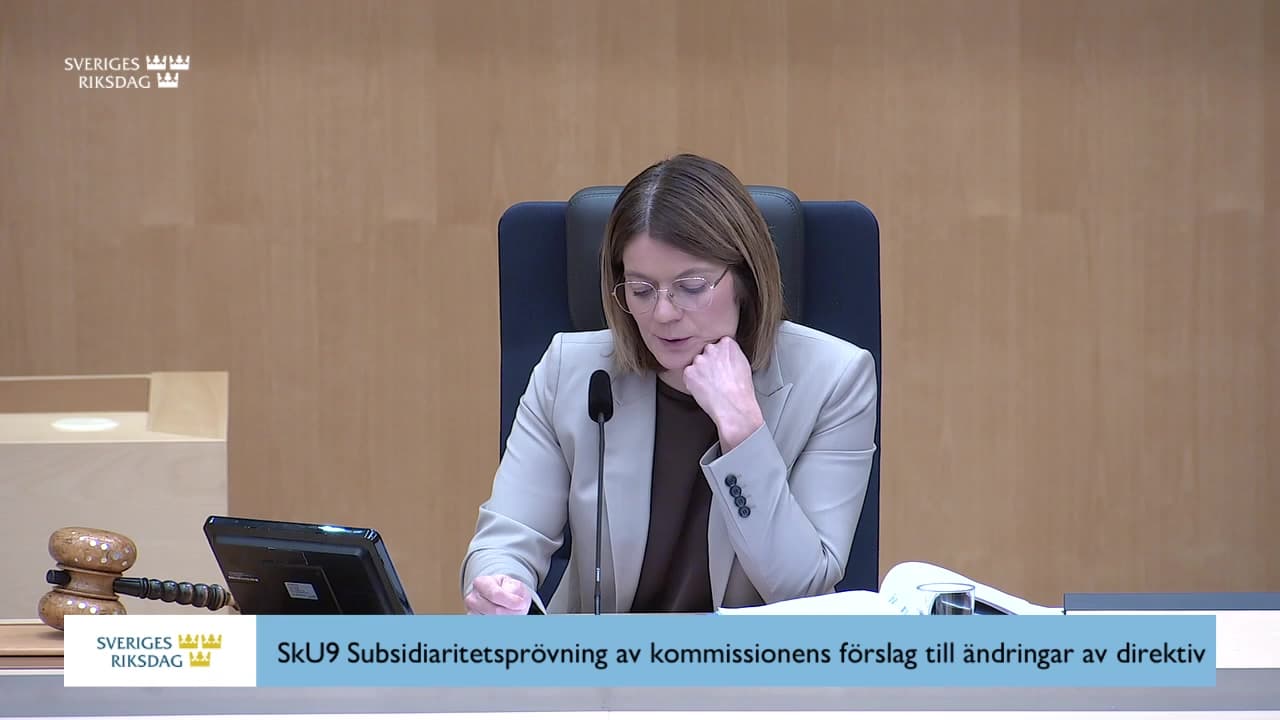 Stillbild från Beslut, Beslut: Subsidiaritetsprövning av kommissionens förslag till ändringar av direktiv vad gäller regelförenklingar på direktbeskattningens område