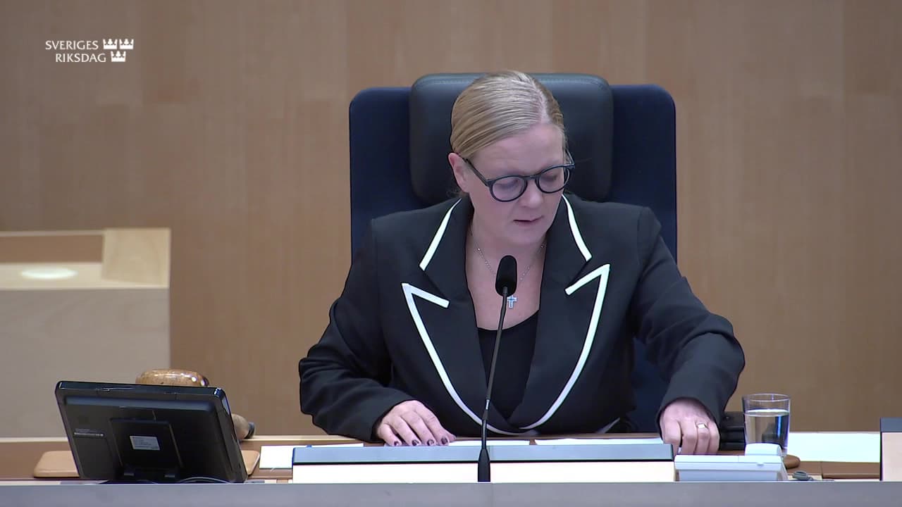 Stillbild från Bordläggning, Bordläggning av talmannens förslag till statsminister