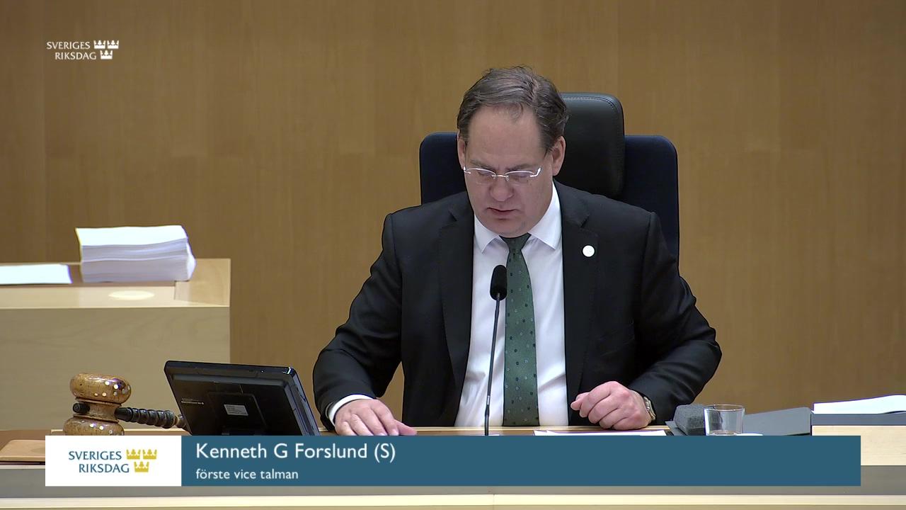 Stillbild från Debatt om förslag, Specialiseringstjänstgöring för sjukhusfysiker