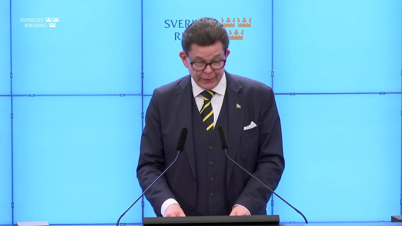 Stillbild från Presskonferens, Pressträff med talman Andreas Norlén